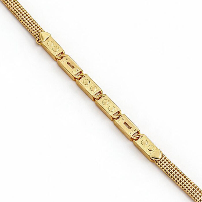 78094 -1 ZM alt="textured mesh gold bracelet"