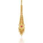 Red Stone Mang Tika – Traditional One Gram Gold Finish