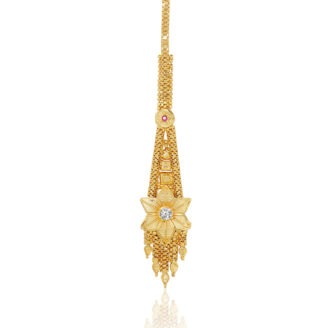 White Stone Mang Tika – One Gram Gold Jewellery Finish