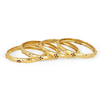 Classic Textured Gold Bangles – One Gram Gold Plated Bridal Wear