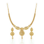 Antique Floral Gold Plated Long Necklace Set – Traditional Wedding Wear