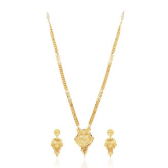Royal Bloom Long Necklace Set – 24K One Gram Gold Plated Wedding Jewellery