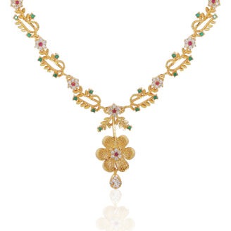 Classic Shine Long Necklace Set – One Gram Gold Plated Wedding Wear