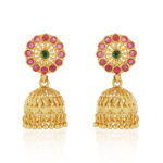 Royal Dome Jhumki Earrings – 24K One Gram Gold Plated Celebration Wear