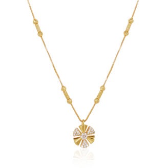 Delicate Floral Chain Pendant – 24K One Gram Gold Plated Daily Wear