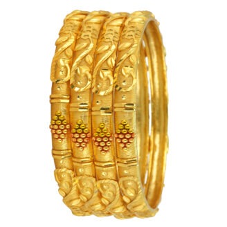 Sculpted Grace Bangles – Refined Gold-Plated Style