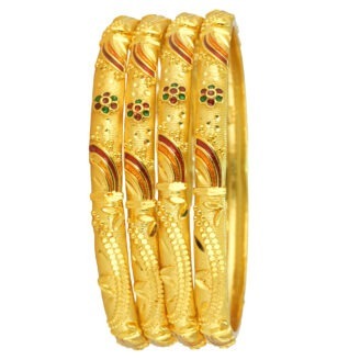 Majestic Glow Bangles – Traditional Gold-Plated Design