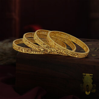 Cultural Bloom Gold-Plated Bangles – Ethnic Charm