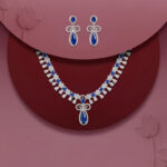 Royal Blue AD Necklace Set – Rhodium Finish Bridal Glam