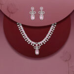 Rhodium Glow Pink AD Necklace Set – Elegant Ethnic Jewellery