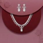 Elegant White Stone AD Necklace Set – Rhodium Finish | Jecy Jewels