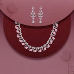 Pink AD Necklace Set with Earrings – Rhodium Plated Festive Jewellery