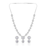 Classic White Stone AD Necklace Set – Rhodium Finish