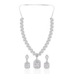 Elegant White Stone AD Necklace Set – Rhodium Polish