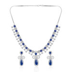 Regal Blue Stone AD Necklace Set – Rhodium Finish