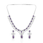 Majestic Purple Stone AD Necklace Set – Rhodium Finish
