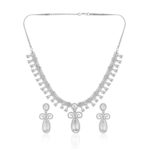 Elegant White Stone AD Necklace Set – Rhodium Finish