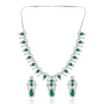 Classic Green Stone AD Necklace Set – Premium Rhodium Polish