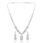 White Stone AD Necklace Set – Elegant Rhodium Plated Jewellery