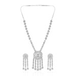 White Stone AD Necklace Set – Premium Rhodium Plated Bridal Jewellery