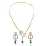 Green Stone AD Necklace Set – Elegant Gold Plated Traditional Jewellery