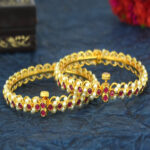 Lustrous Gold-plated Textured Bangles – Heritage Accent | Jecy Jewels