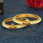 Graceful Gold-plated Textured Bangles – Festive Ready | Jecy Jewels