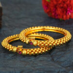Lightweight Gold-plated Textured Bangles – Heritage Accent | Jecy Jewels