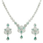 Trendy Mint Green Rhodium Plated Necklace – Occasional Collection
