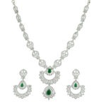Radiant Green Rhodium Plated Necklace – Designer Series
