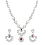 Elegant Ruby Rhodium Plated Necklace – Designer Series