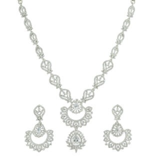 Stylish White Rhodium Plated Necklace – Designer Series