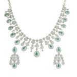 Heritage Mint Green Rhodium Plated Necklace – Premium Range | Jecy Jewels