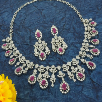 Premium Ruby Rhodium Plated Necklace – Premium Range