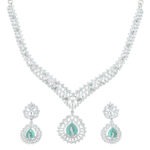Timeless Mint Green Rhodium Plated Necklace – Festive Line