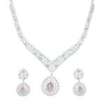 Stylish Mint Pink Rhodium Plated Necklace – Festive Line