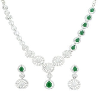 Premium Green Rhodium Plated Necklace – Stylish Edition