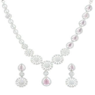 Luxury Mint Pink Rhodium Plated Necklace – Stylish Edition