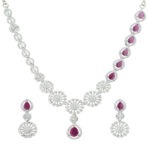 Festive Ruby Rhodium Plated Necklace – Stylish Edition