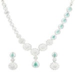 Glamorous Mint Green Rhodium Plated Necklace – Stylish Edition