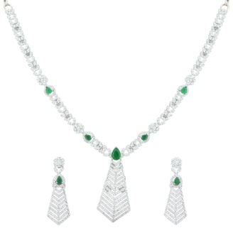 Signature Green Rhodium Plated Necklace – Graceful Looks
