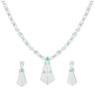 Classic Mint Green Rhodium Plated Necklace – Graceful Looks