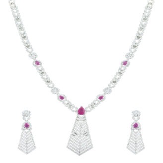 Heritage Ruby Rhodium Plated Necklace – Graceful Looks