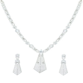 Royal White Rhodium Plated Necklace – Graceful Looks