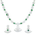 Trendy Green Rhodium Plated Necklace – Modern Charm