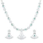 Stylish Mint Green Rhodium Plated Necklace – Modern Charm