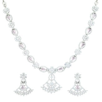 Radiant Mint Pink Rhodium Plated Necklace – Modern Charm